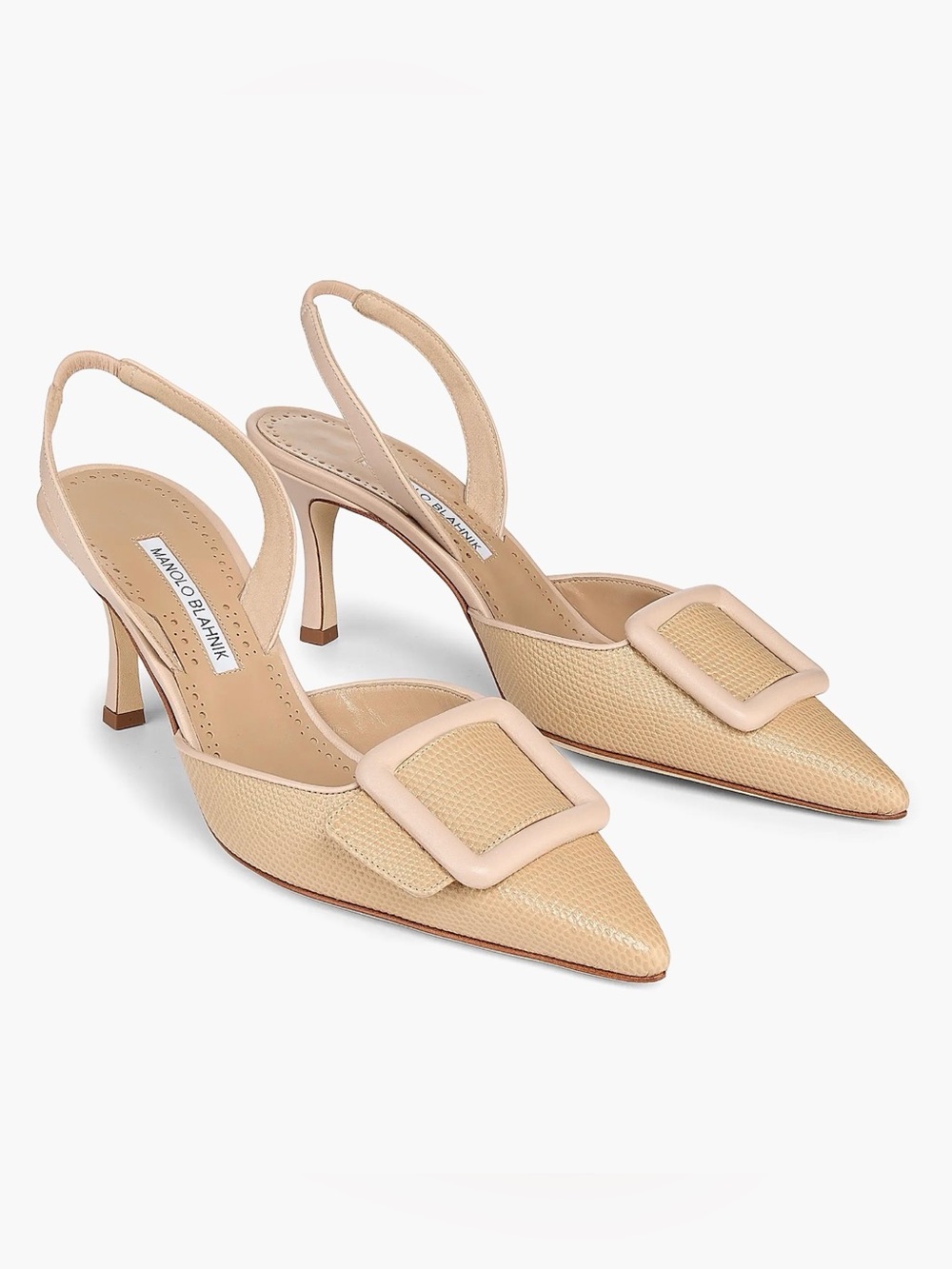 Manolo Blahnik Mayslibi 70MM Textured Leather Slingback Pumps
